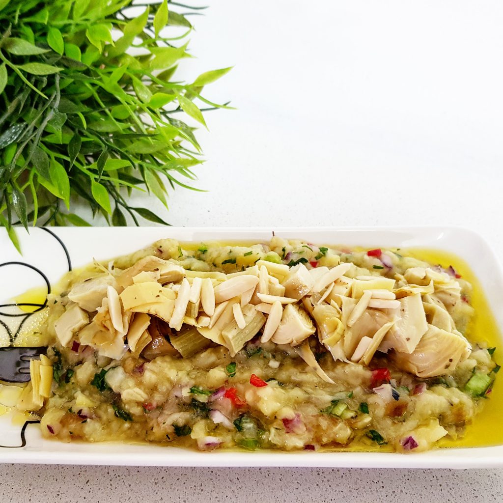 סלט חצילים קלויים וארטישוק